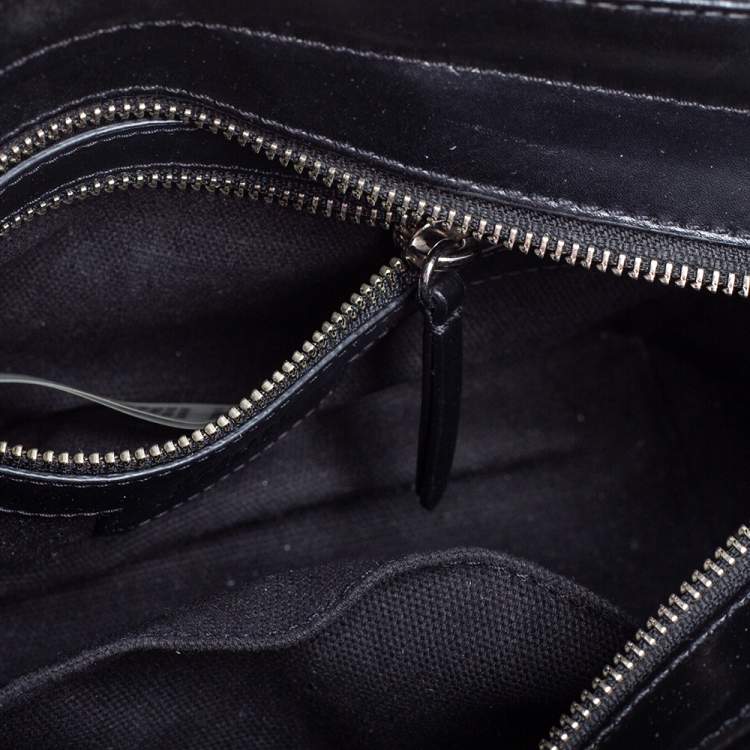 Pre Owned Karl Lagerfeld Black Leather And Tweed K/Klassik Pins Mini Tote