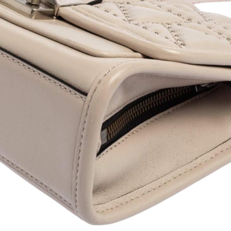 Pre Owned Karl Lagerfeld Beige Leather K Kuilted Stud Shoulder Bag
