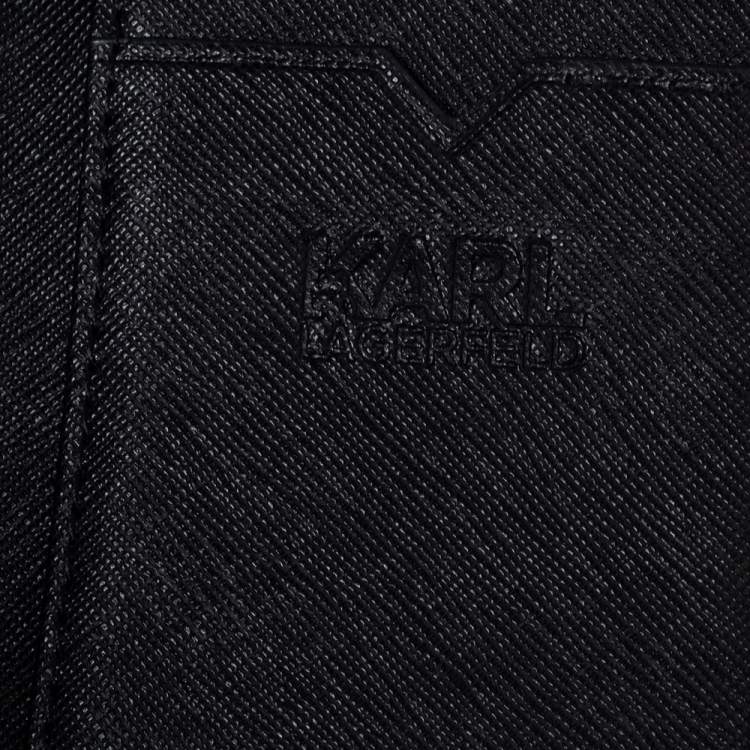 Pre Owned Karl Lagerfeld Black Leather Long Trifold Wallet
