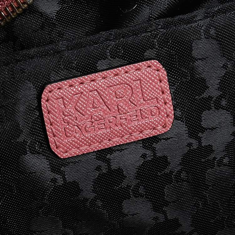 Pre Owned Karl Lagerfeld Pink Leather Top Zip Satchel