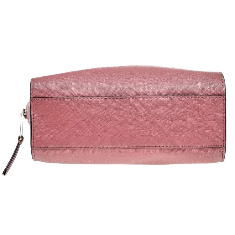 Pre Owned Karl Lagerfeld Pink Leather Top Zip Satchel