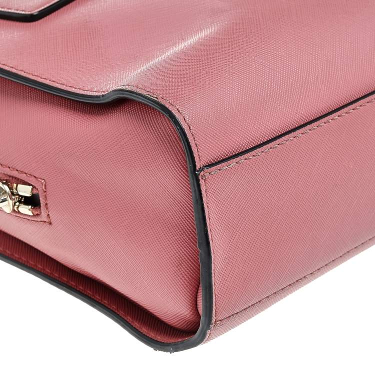 Pre Owned Karl Lagerfeld Pink Leather Top Zip Satchel