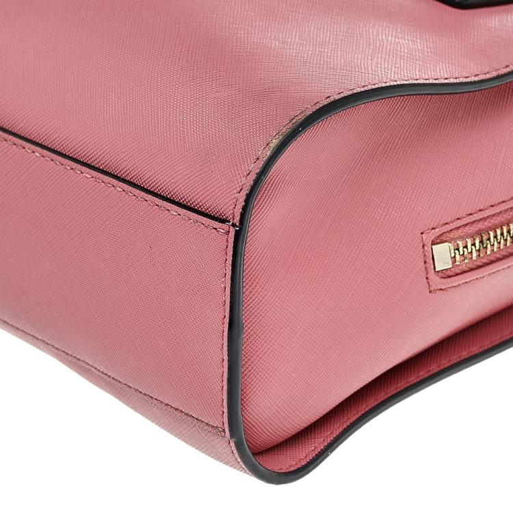 Pre Owned Karl Lagerfeld Pink Leather Top Zip Satchel