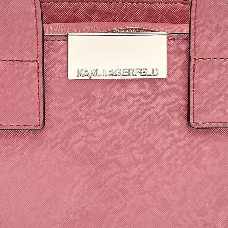 Pre Owned Karl Lagerfeld Pink Leather Top Zip Satchel