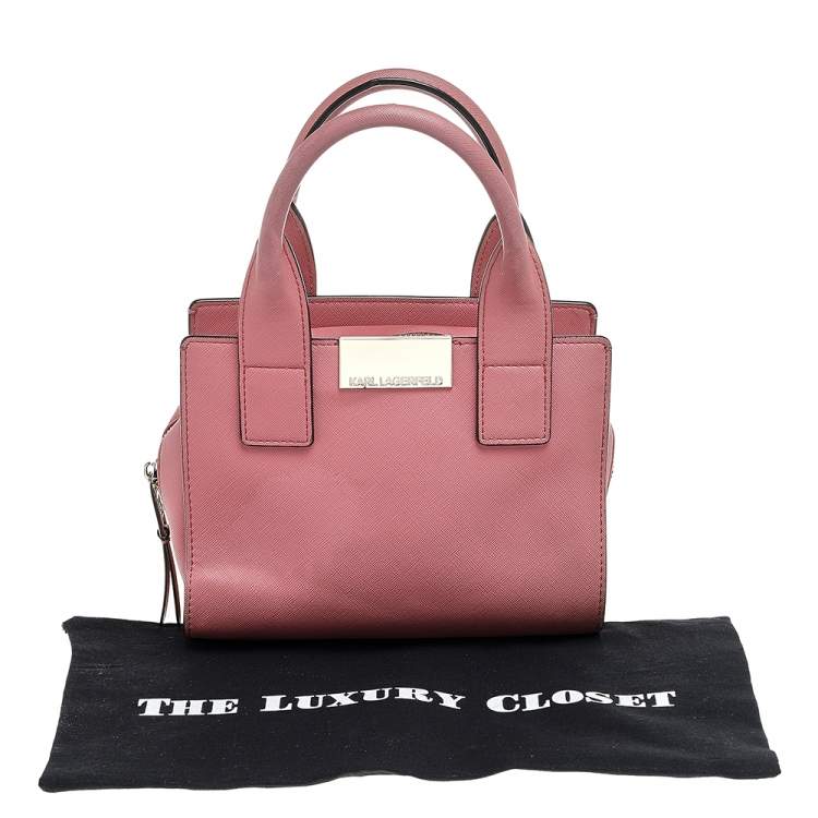 Pre Owned Karl Lagerfeld Pink Leather Top Zip Satchel