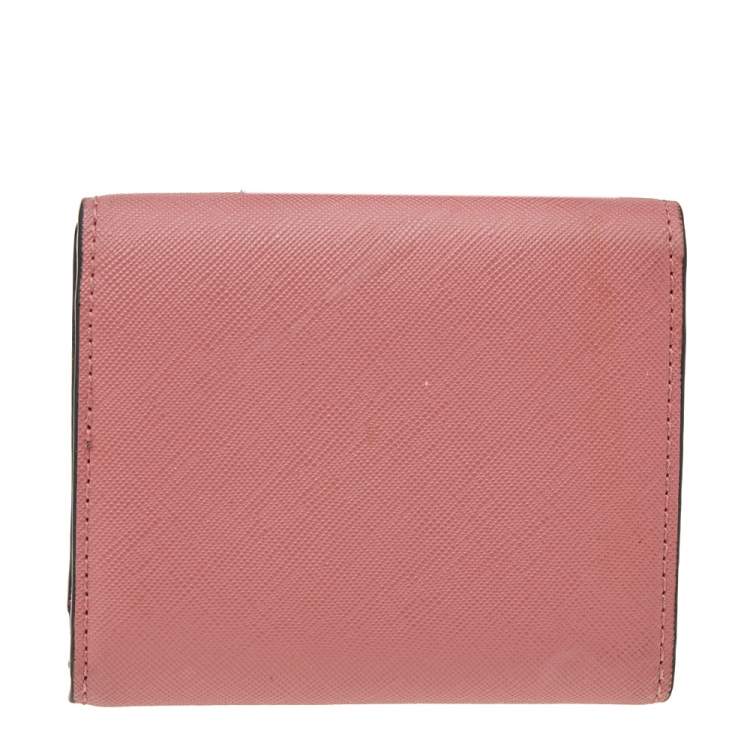 Pre Owned Karl Lagerfeld Pink Saffiano Leather Trifold Wallet