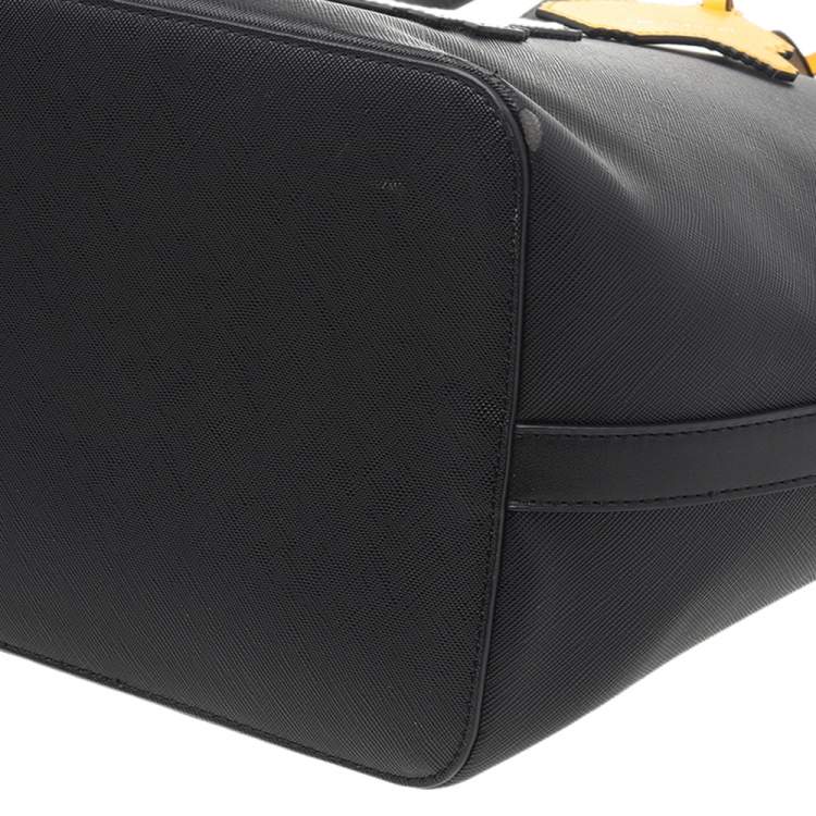 Pre Owned Karl Lagerfeld Black Leather K/Pixel Karl Choupette Shopper Tote