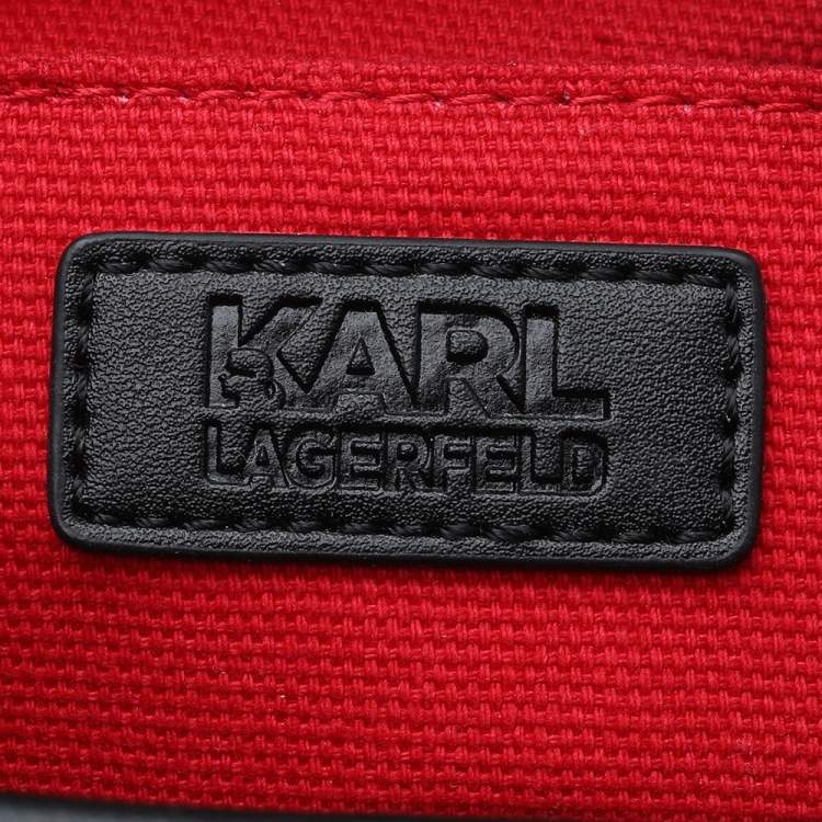 Pre Owned Karl Lagerfeld Black Leather K/Pixel Karl Choupette Shopper Tote