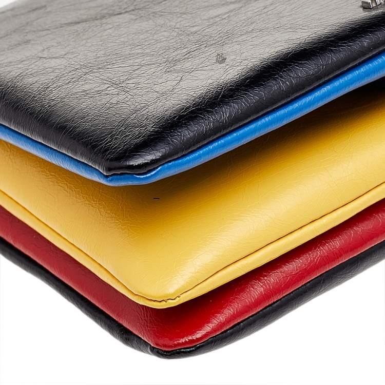 Pre Owned Karl Lagerfeld Multicolor Leather Flap Shoulder Bag