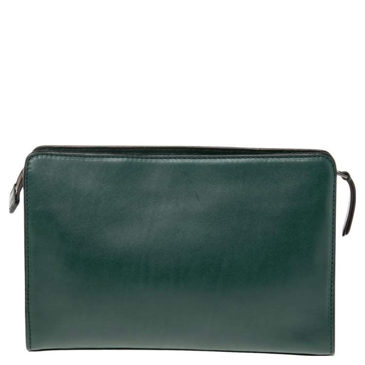 Pre Owned Karl Lagerfeld Green Quilted Leather Clutch