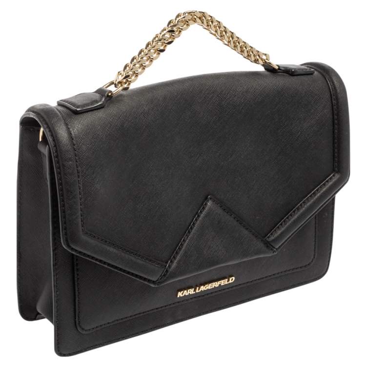 Pre Owned Karl Lagerfeld Black Leather K/Klassik Shoulder Bag