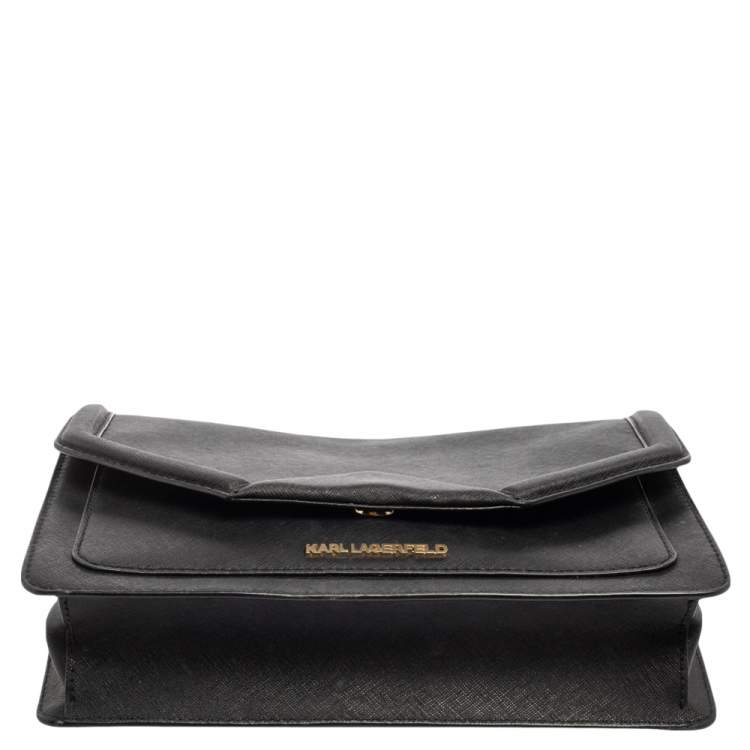 Pre Owned Karl Lagerfeld Black Leather K/Klassik Shoulder Bag