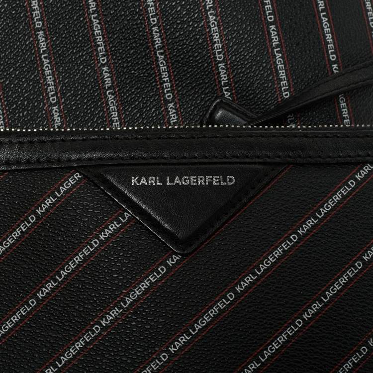 Pre Owned Karl Lagerfeld Black Coated Canvas K/City Shopper Tote