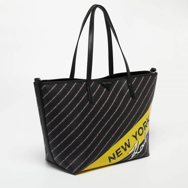 Pre Owned Karl Lagerfeld Black Coated Canvas K/City Shopper Tote