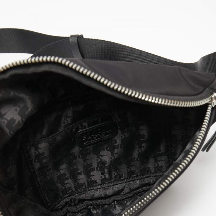 Pre Owned Karl Lagerfeld Black Nylon Ikonik Logo Belt Bag