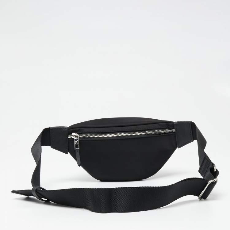 Pre Owned Karl Lagerfeld Black Nylon Ikonik Logo Belt Bag