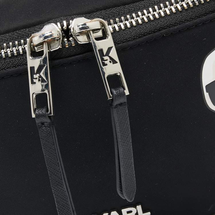 Pre Owned Karl Lagerfeld Black Nylon Ikonik Logo Belt Bag