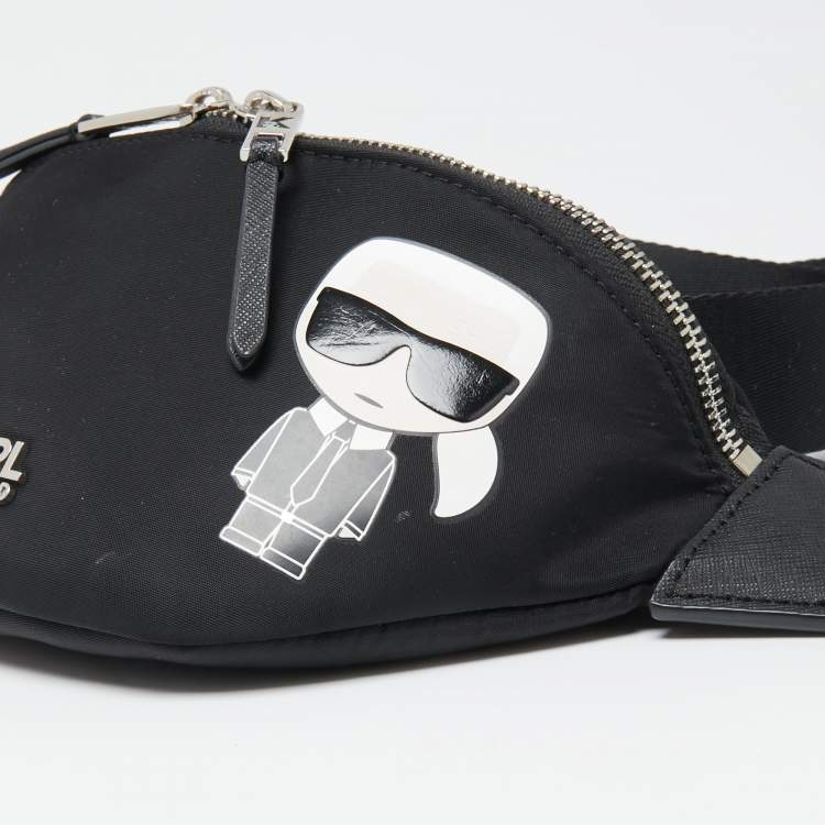 Pre Owned Karl Lagerfeld Black Nylon Ikonik Logo Belt Bag