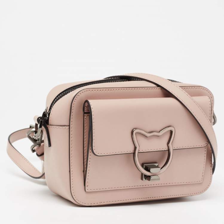 Pre Owned Karl Lagerfeld Beige Leather K/Kat Lock Shoulder Bag