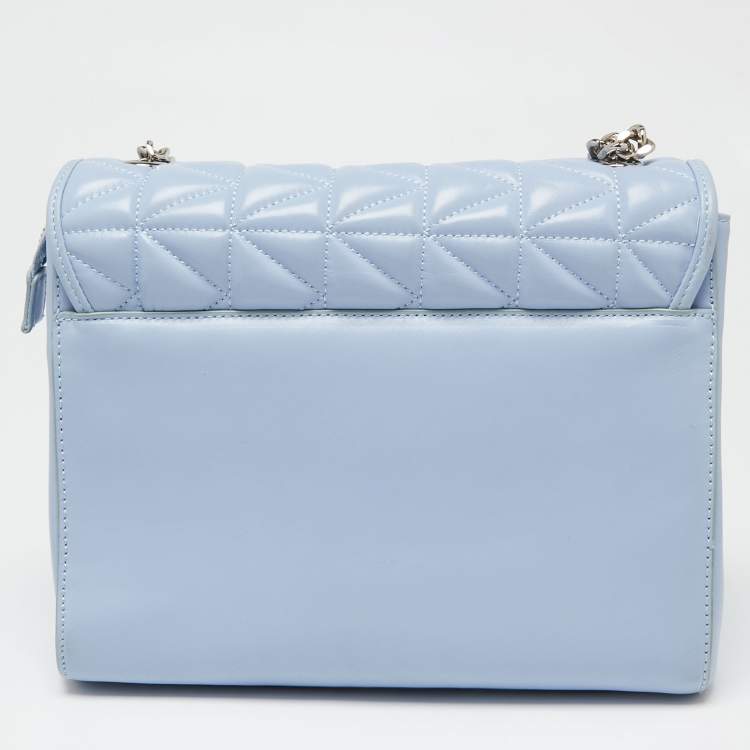 Pre Owned Karl Lagerfeld Light Blue Quilted Leather Shoulder Bag