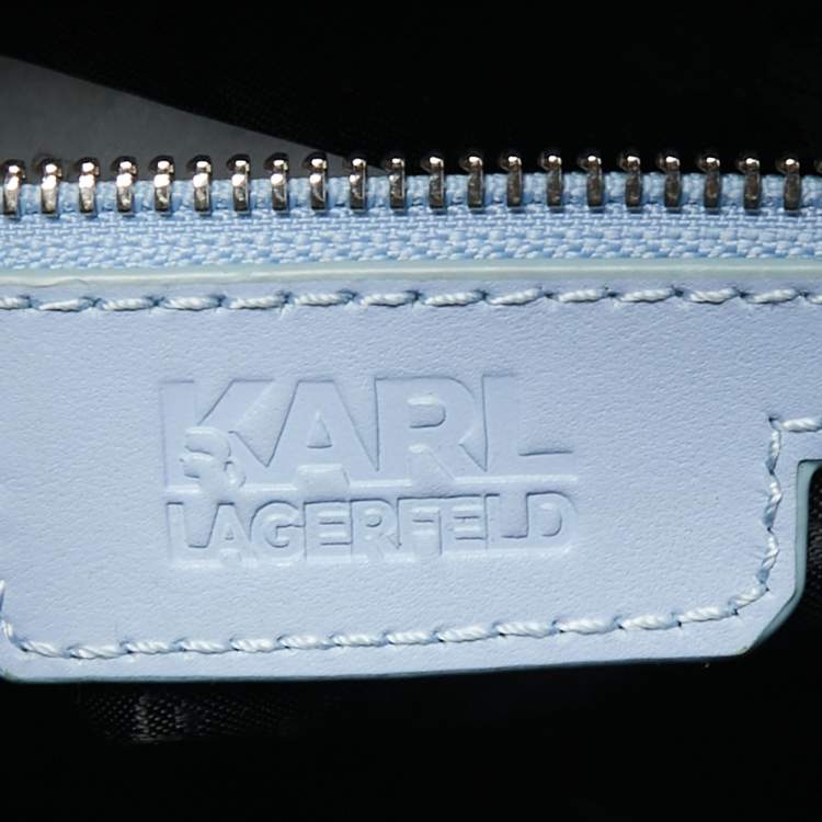 Pre Owned Karl Lagerfeld Light Blue Quilted Leather Shoulder Bag