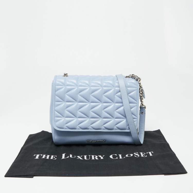 Pre Owned Karl Lagerfeld Light Blue Quilted Leather Shoulder Bag