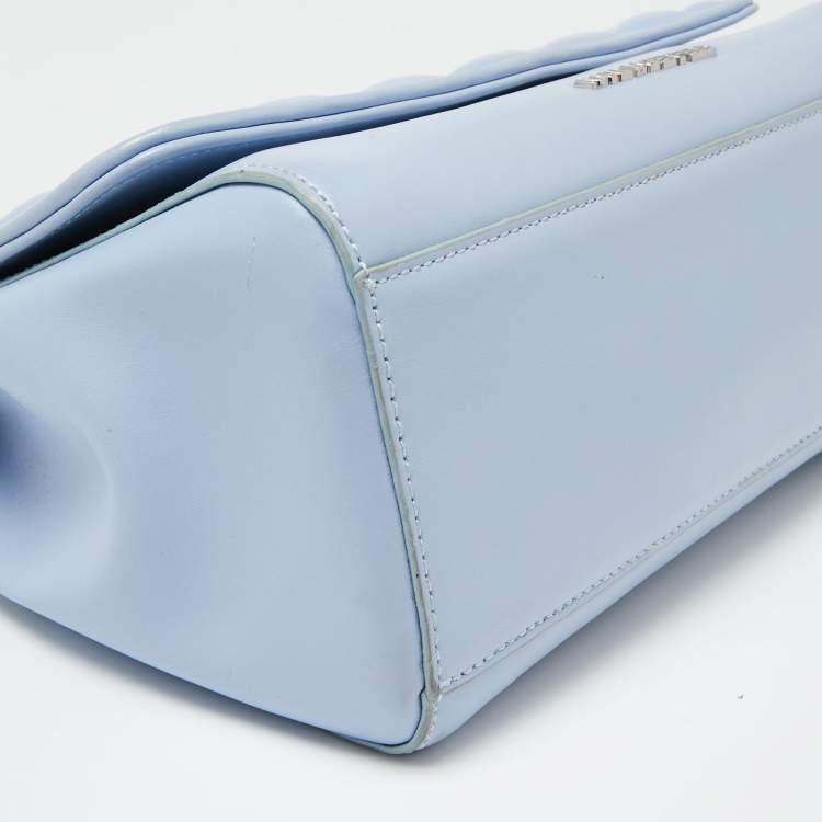 Pre Owned Karl Lagerfeld Light Blue Quilted Leather Shoulder Bag