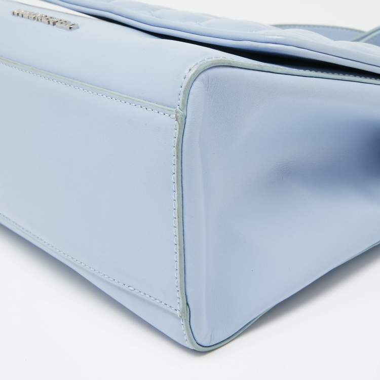 Pre Owned Karl Lagerfeld Light Blue Quilted Leather Shoulder Bag