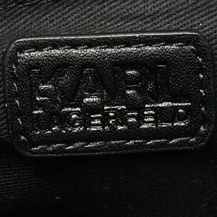Pre Owned Karl Lagerfeld Black Croc Embossed K/Karl Seven Top Handle Bag