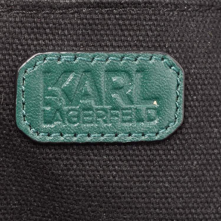 Pre Owned Karl Lagerfeld Green Velvet and Leather Mini Kaia Gerber Backpack