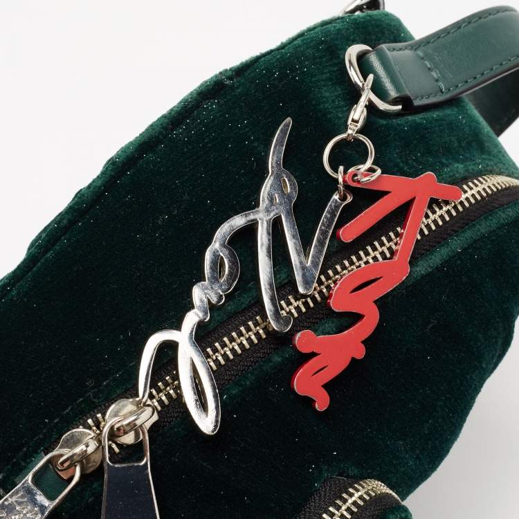 Pre Owned Karl Lagerfeld Green Velvet and Leather Mini Kaia Gerber Backpack