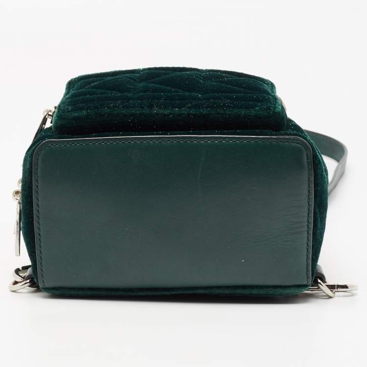 Pre Owned Karl Lagerfeld Green Velvet and Leather Mini Kaia Gerber Backpack