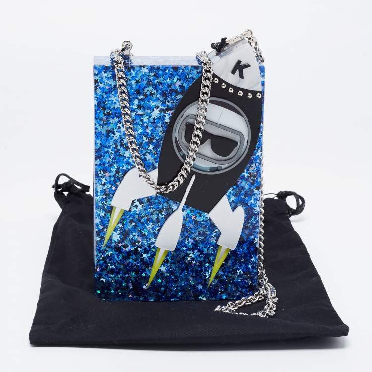 Pre Owned Karl Lagerfeld Spaceship Acrylic Box Clutch