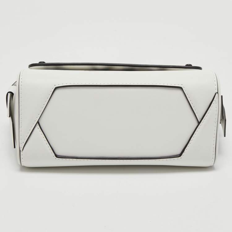 Pre Owned Karl Lagerfeld White Printed Leather Mini K/Ikon Top Handle Bag