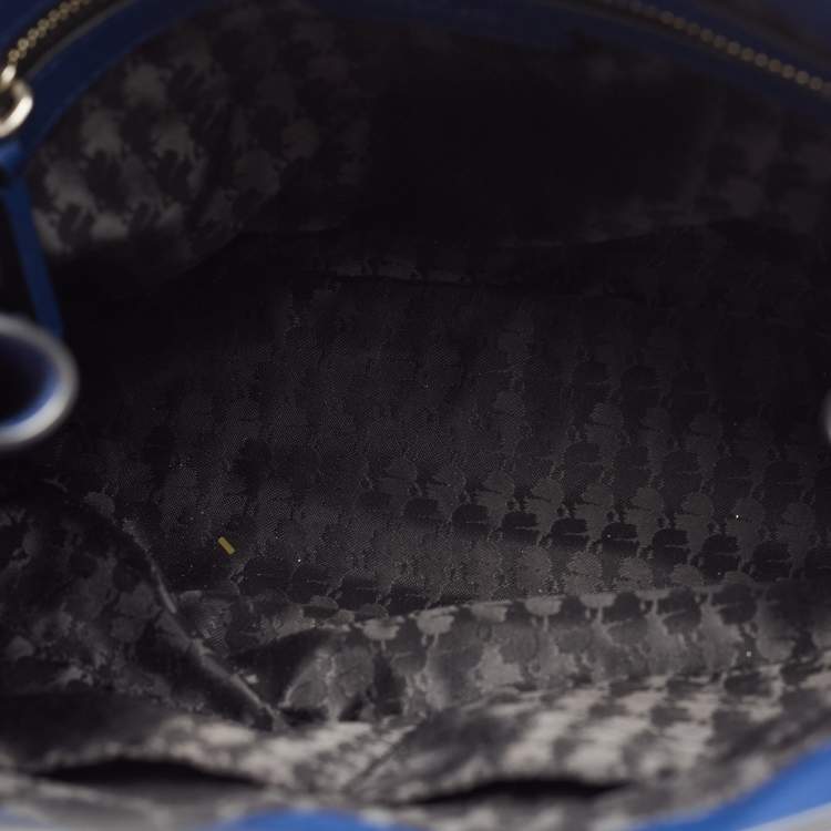 Pre Owned Karl Lagerfeld Blue/Black Leather Zip Tote