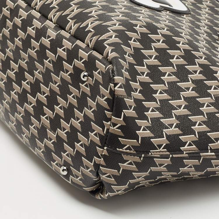 Pre Owned Karl Lagerfeld Black Monogram Coated Canvas and Leather K/Ikonik Tote