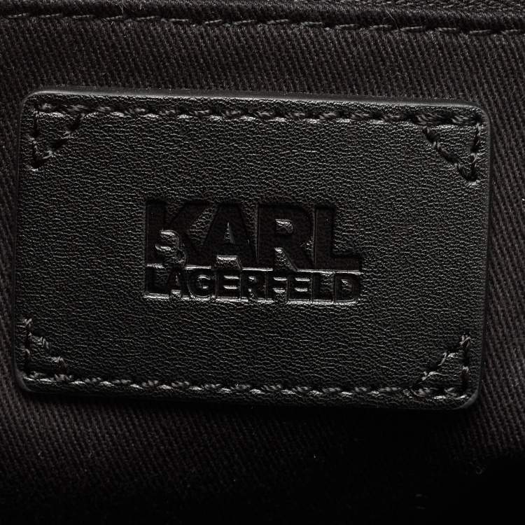 Pre Owned Karl Lagerfeld Black Monogram Coated Canvas and Leather K/Ikonik Tote
