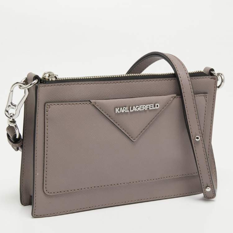 Pre Owned Karl Lagerfeld Taupe Leather K/Klassik Shoulder Bag