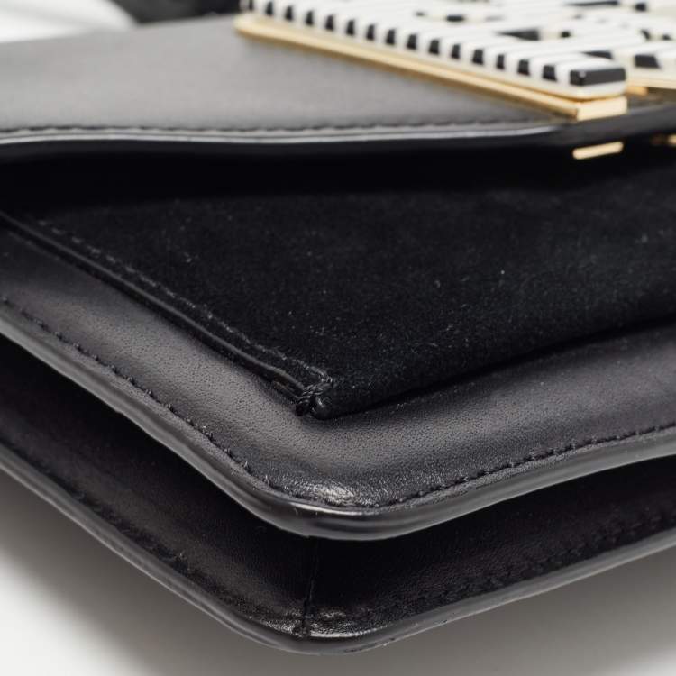 Pre Owned Karl Lagerfeld Black Leather Logo Envelope Flap Shoulder Bag