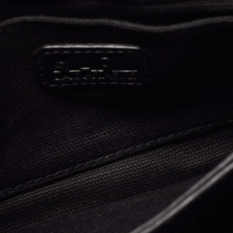 Pre Owned Karl Lagerfeld Black Leather Logo Envelope Flap Shoulder Bag