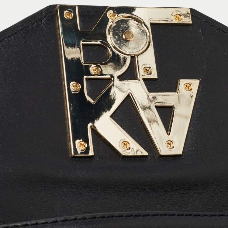 Pre Owned Karl Lagerfeld Black Leather Logo Envelope Flap Shoulder Bag