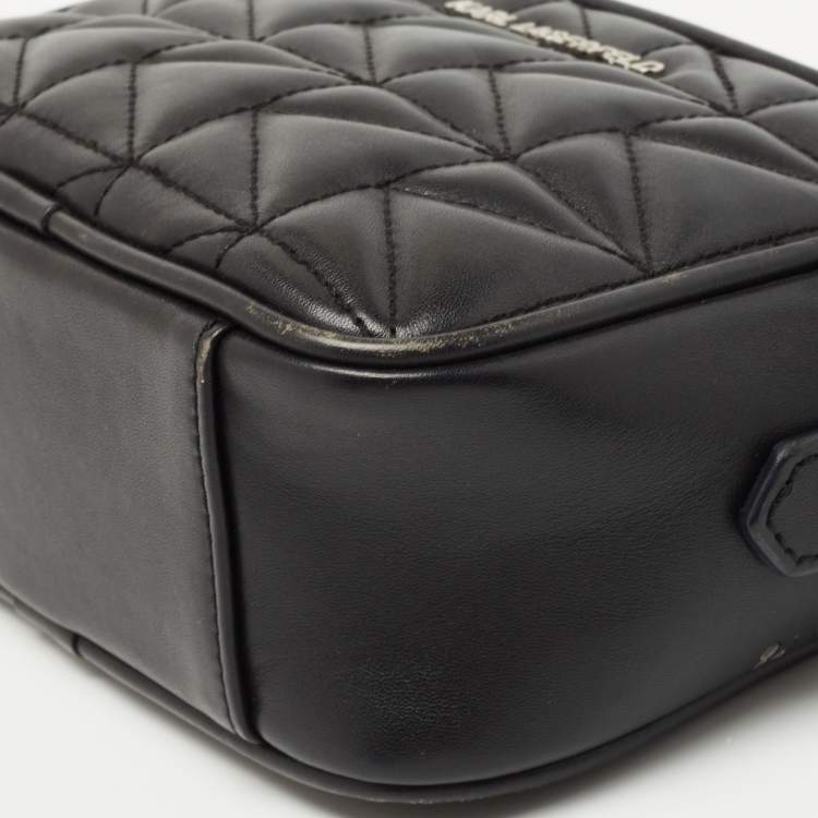 Pre Owned Karl Lagerfeld Black Leather K/Kuilted Camera Bag