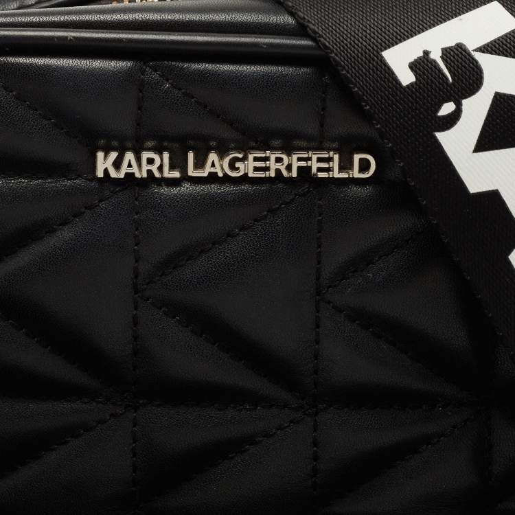 Pre Owned Karl Lagerfeld Black Leather K/Kuilted Camera Bag
