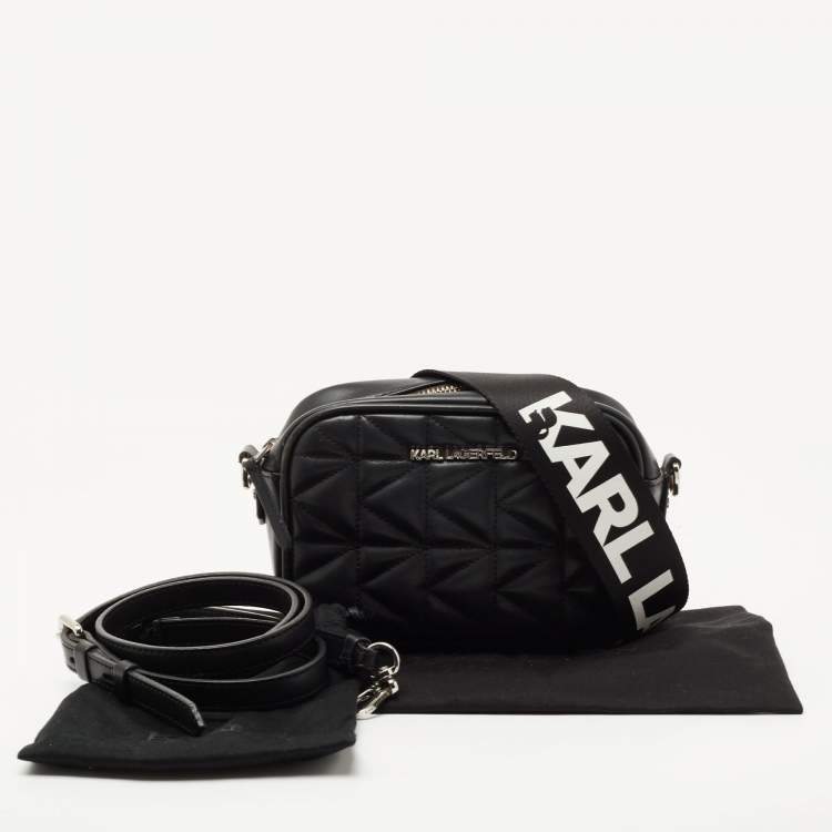 Pre Owned Karl Lagerfeld Black Leather K/Kuilted Camera Bag