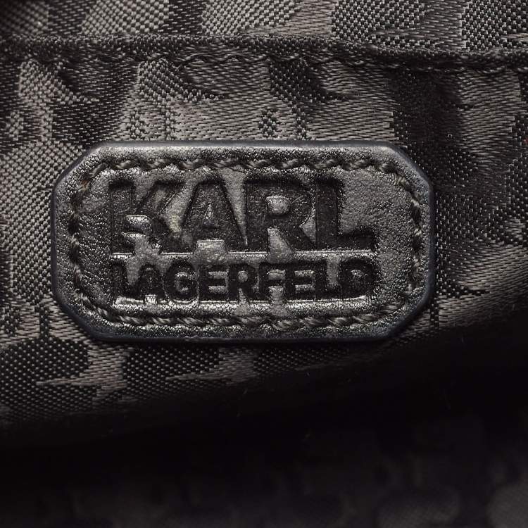 Pre Owned Karl Lagerfeld Black Leather K/Kuilted Camera Bag