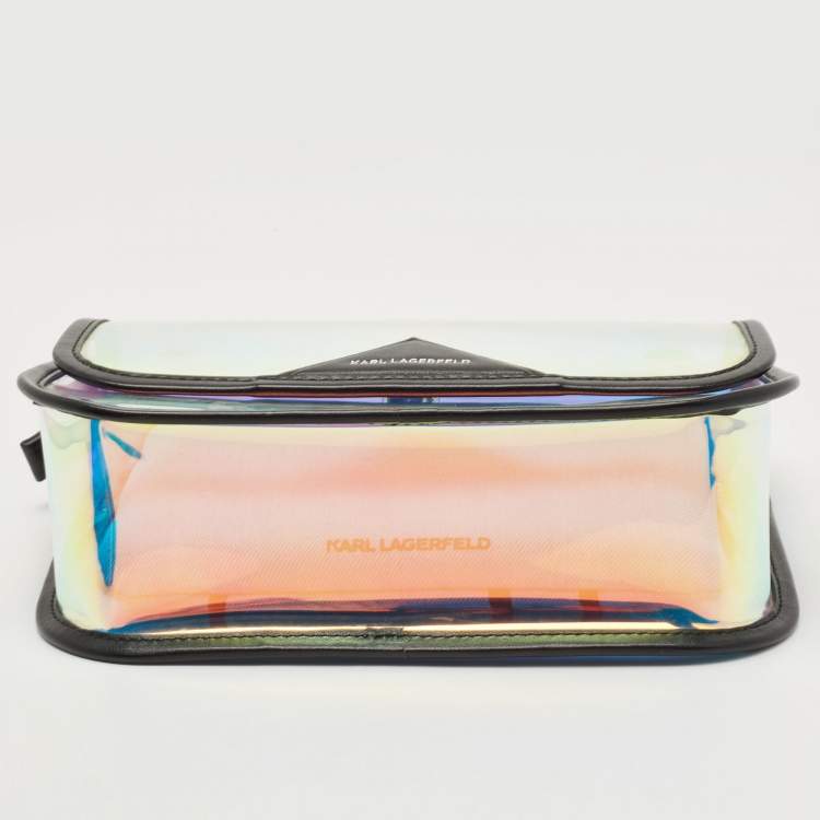Pre Owned Karl Lagerfeld Black/Iridescent PVC and Leather Kalifornia 2 in 1 Bag