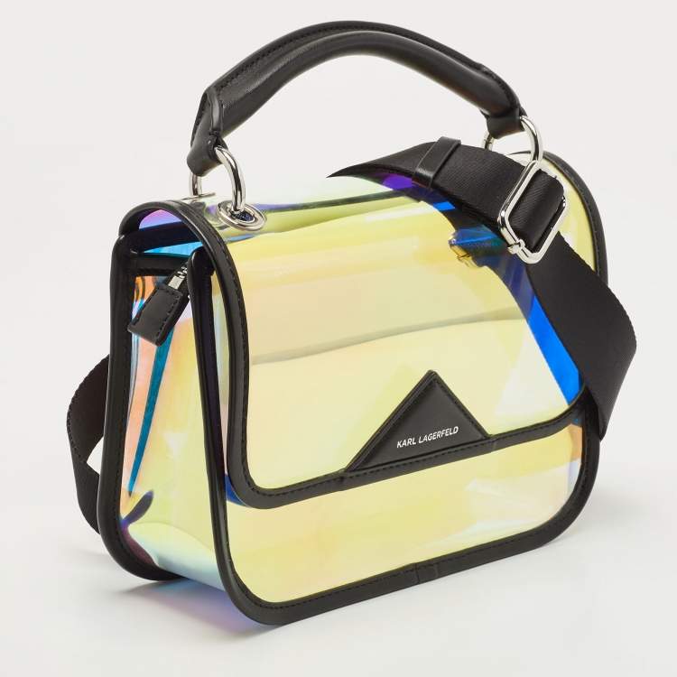 Pre Owned Karl Lagerfeld Black/Iridescent PVC and Leather Kalifornia 2 in 1 Bag