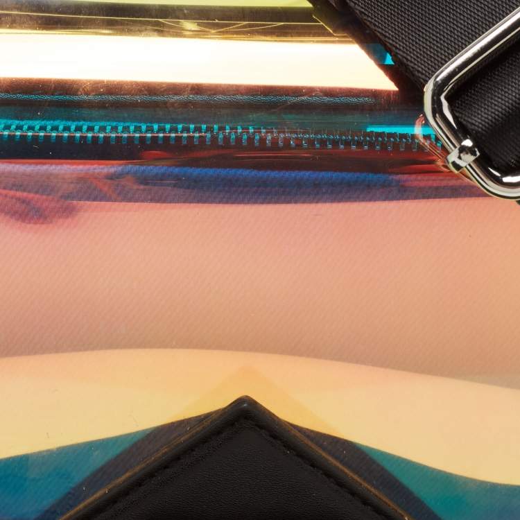 Pre Owned Karl Lagerfeld Black/Iridescent PVC and Leather Kalifornia 2 in 1 Bag