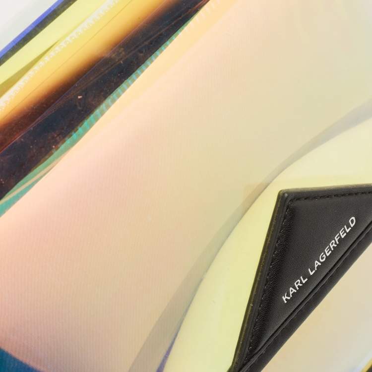Pre Owned Karl Lagerfeld Black/Iridescent PVC and Leather Kalifornia 2 in 1 Bag