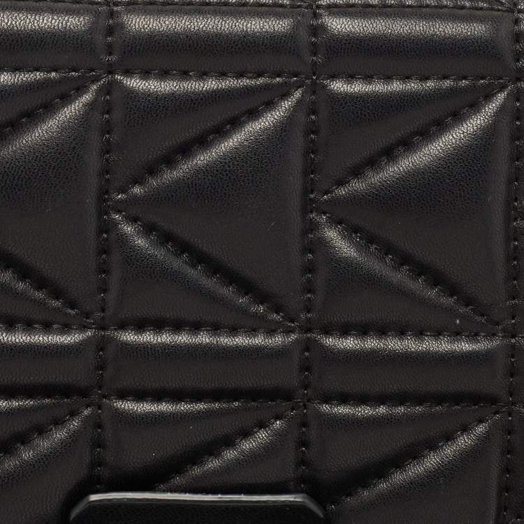 Pre Owned Karl Lagerfeld Black Quilted Leather Pushlock Flap Clutch
